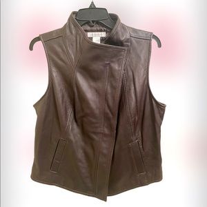 Chocolate Brown Liz Claiborne zip leather vest